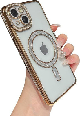 casual need Back Cover for iPhone 15, Cute Soft Clear Rhinestone Diamond Glitter Cover Women & Girls with MagSaf(Gold, Charging Case, Pack of: 1)