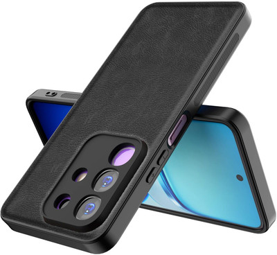 Rwm Back Cover for Vivo T4x 5G / iQOO Z10x 5G / Flexible Pu Leather | Full Camera Protection(Black, Shock Proof, Pack of: 1)