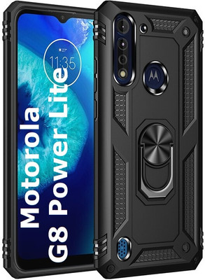 REALCASE Back Cover for Motorola Moto G8 Power Lite(Black, Rugged Armor)
