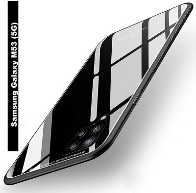 xykos Back Cover for Samsung Galaxy M53 5G Mirror Glass Back Cover Shockproof Bumper Case(Black, Matte Finish)
