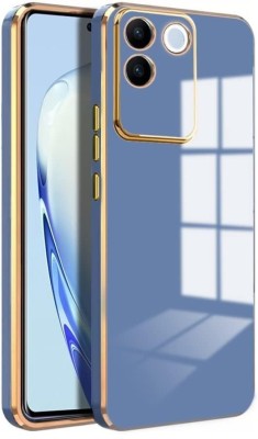 A3sprime Back Cover for IQOO Z7 Pro 5G, |Soft TPU Golden Side Colored Case|(Blue, Camera Bump Protector, Silicon, Pack of: 1)