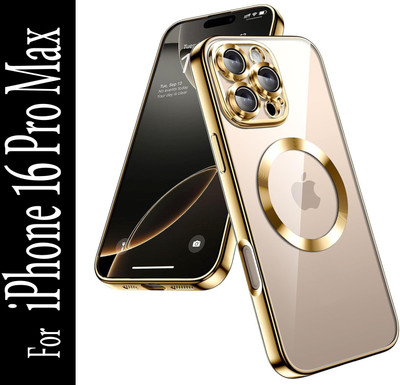 casohitech Back Cover for Apple iPhone 16 Pro Max, iPhone 16 Pro Max, Electroplating, Logo Cut View, Camera Lens, Flexible(Gold, Camera Bump Protector, Pack of: 1)