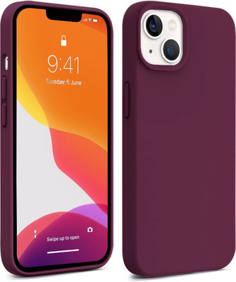 MobiLooks Back Cover for Apple iPhone 15 Plus, Original Liquid Silicone Logo Embossed Case(Maroon, Camera Bump Protector, Silicon, Pack of: 1)