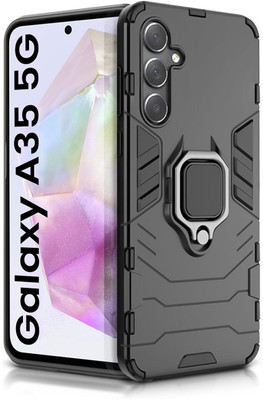 AIBEX Back Cover for Samsung M35 5G| 360° Rotating Stand | Shockproof Military-Grade Protection(Black, Rugged Armor, Pack of: 1)