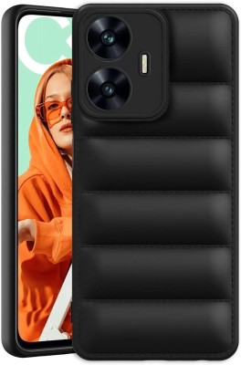 SnapStar Back Cover for Realme C55(Puffer Case | Camera Protection | Soft & Flexible Case)(Black, Shock Proof, Silicon, Pack of: 1)