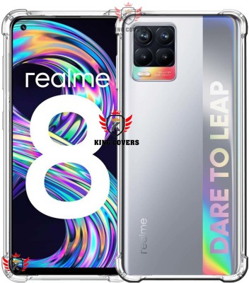 KING COVERS Back Cover for Clear Case Compatible For REALME-8 Flexible Silicone Yellowing-Resistant Transparent(Transparent, Dual Protection, Silicon, Pack of: 1)