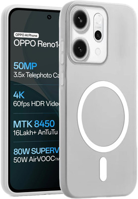 LOGELI Back Cover for Oppo Reno 14 PRO 5G, Frosted Semi-Transparent Slim Case, Hard Back, Matte Finish(White, Hard Case, Pack of: 1)
