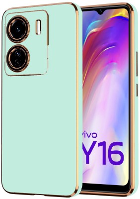 VAPRIF Back Cover for Vivo Y16, Vivo Y56, Golden Line, Premium Soft Chrome Case | Silicon Gold Border(Green, Shock Proof, Silicon, Pack of: 1)