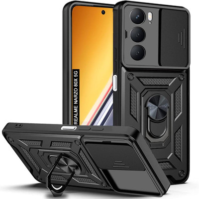 casecult Back Cover for Realme Narzo 80X 5G, realme P3x 5G, Realme 14x 5G(Black, Stand, Pack of: 1)