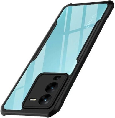 Hydbest Back Cover for Vivo V25 Pro 5G, Transparent Hybrid Hard PC Back TPU Bumper(Black, Camera Bump Protector, Pack of: 1)