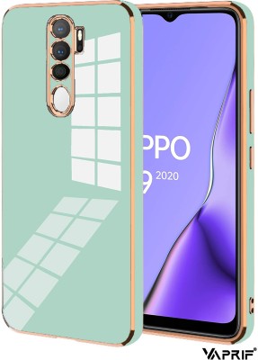 VAPRIF Back Cover for OPPO A9 (2020), OPPO A5 (2020), Golden Line, Premium Soft Chrome Case | Silicon Gold Border(Green, Shock Proof, Silicon, Pack of: 1)