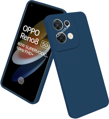 Coverskart Liquid Silicone Back Cover for OPPO Reno8 5G, Silky-Soft Touch Full Body Protection Shockproof Case(Blue, Camera Bump Protector, Silicon, Pack of: 1)