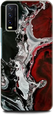 INDICRAFT Back Cover for Vivo Y20i, V2027 MARBLE, BLACK RED, WAVY, ABSTRACT, STONE, WALL(Multicolor, Shock Proof, Pack of: 1)