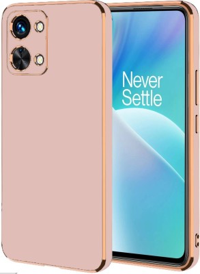 VAPRIF Back Cover for OnePlus Nord 2T 5G, Golden Line, Premium Soft Chrome Case | Silicon Gold Border(Pink, Shock Proof, Silicon, Pack of: 1)