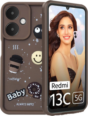 VAPRIF Back Cover for Redmi 13C 5G,Poco M6 5G, Cute Cartoon Coffee Silicone| Stylish 3D Design | Shockproof(Brown, Dual Protection, Silicon, Pack of: 1)