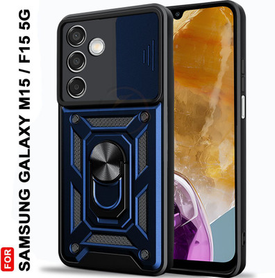 AelVouX Back Cover for Samsung Galaxy M15 5G, Samsung Galaxy F15 5G(Blue, Ring Case, Pack of: 1)
