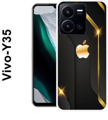 MOBIFLY Back Cover for Vivo Y35, Apple, Golden, Sign, Logo, 649(Gold, Flexible, Pack of: 1)