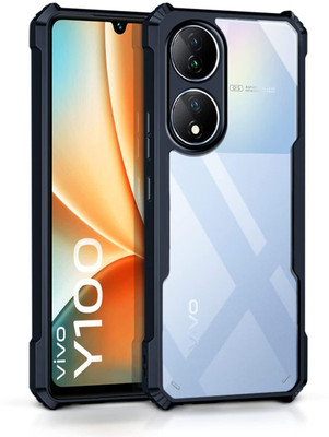 spaziogold Back Cover for Vivo Y100 5G(Crystal-Clear Back Panel | Black TPU Bumper |Slim & Lightweight)(Black, Transparent, Camera Bump Protector, Pack of: 1)