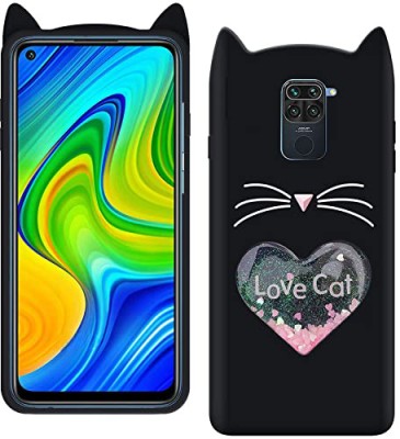 A3sprime Back Cover for Redmi Note 9, |Soft Silicon with Drop Protective & 3D Heart Love Cat Shaped Case|(Black, 3D Case, Silicon, Pack of: 1)
