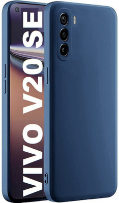 Coverskart Liquid Silicone Back Cover for Vivo V20 SE, Silky-Soft Touch Full Body Protection Shockproof Case(Blue, Camera Bump Protector, Silicon, Pack of: 1)