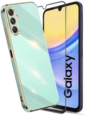 A3sprime Edge To Edge Tempered Glass for Samsung Galaxy A25 5G with 1 Piece Soft TPU Anti-Slip Built-in Camera Protector Back Cover(Pack of 2)