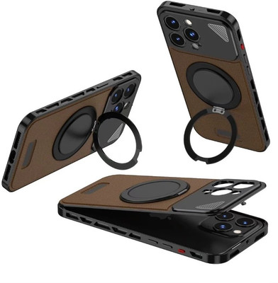 MILLION CASES Back Cover for iPhone 14 Pro Resolute Leather Ring Holder Case(Brown, Shock Proof, Pack of: 1)