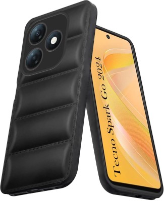 NIMMIKA ENTERPRISES Back Cover for Tecno Spark Go 2024(Distinctive Puff Texture | Comfortable Grip | Variety of Color)(Black, Shock Proof, Silicon, Pack of: 1)