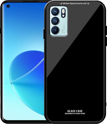 SUNSHINE Back Cover for OPPO-RENO 6 PRO 5G - Luxurious 9H Toughened Glass Back Case Shockproof TPU Bumper(Black, Dual Protection, Pack of: 1)