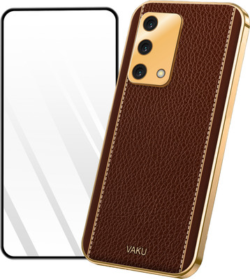 Vaku Luxos Back Cover for Oppo F19s, Luxemberg Soft TPU Case with 9H ESD Anti-Static Tempered Glass Combo(Brown, Dual Protection, Pack of: 1)
