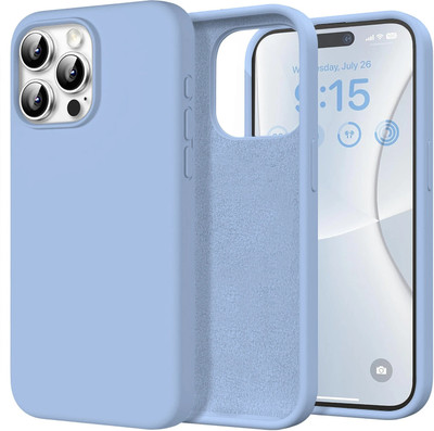 VONZEE Back Cover for iPhone 15 Pro Max 6.7-Inch, Silky-Soft Full-Body Protective Phone Case, Shockproof Cover(Blue, Shock Proof, Silicon, Pack of: 1)