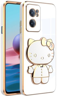 Dallao Back Cover for Oneplus Nord CE 2 5G 3D Kitty with Folding Mirror Stand Slim electroplated case Soft TPU(White, Shock Proof, Silicon, Pack of: 1)
