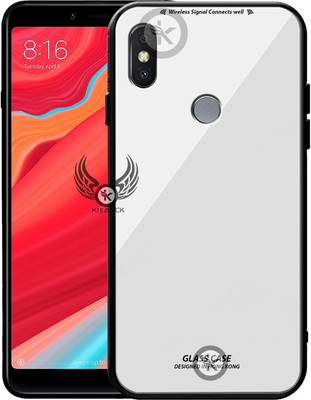 Kreatick Back Cover for Mi Redmi Y2, Luxurious 9H Toughened Glass Back Case Shockproof TPU Bumper(White, Dual Protection, Pack of: 1)