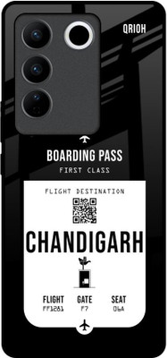 QRIOH Glass Back Cover for Vivo V27 5G(Black, Grip Case, Pack of: 1)