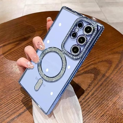 A3sprime Back Cover for Samsung Galaxy S23 Ultra 5G |Fancy Design Bling Diamond Anti Slip Drop Protective Case|(Blue, Camera Bump Protector, Silicon, Pack of: 1)