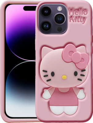 Clickfleek Back Cover for Apple iPhone 13 Pro, Cute Hello Kitty Soft Case for Girls(Pink, Cases with Holder, Silicon, Pack of: 1)