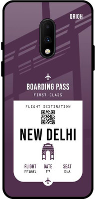 QRIOH New Delhi City Glass Back Cover for OnePlus 7(Purple, Grip Case, Pack of: 1)