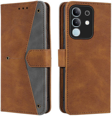 Aarov Flip Cover for vivo T4x 5G, iQOO Z10x 5G, Vivo Y31 Pro 5G(Brown, Dual Protection, Pack of: 1)