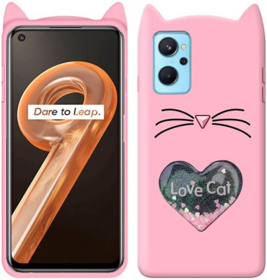A3sprime Back Cover for realme 9i, |Soft Silicon with Drop Protective & 3D Heart Love Cat Shaped Case|(Pink, 3D Case, Silicon, Pack of: 1)