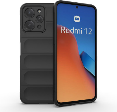 MOBIRUSH Back Cover for Mi Redmi 12 5G(Black, Camera Bump Protector, Silicon, Pack of: 1)