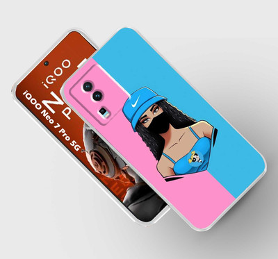 Retroart Back Cover for iQOO Neo 7 Pro 5G(Blue, Pink, Dual Protection, Silicon, Pack of: 1)