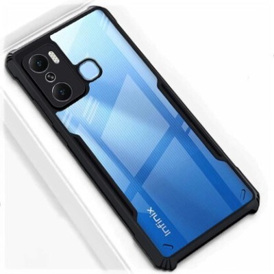 Phone Case Cover Back Cover for Infinix Hot 20 Play, Transparent Hybrid Hard PC Back TPU Bumper(Black, Grip Case, Silicon, Pack of: 1)