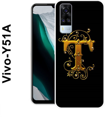 MOBIFLY Back Cover for Vivo Y51A, T, Golden, Aphabet, New, Design, 128(Black, Flexible, Pack of: 1)