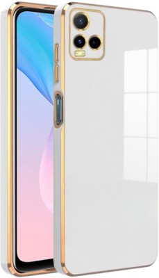 A3sprime Back Cover for vivo Y21A, |Soft Silicon Golden Side Colored with Drop Protective Case|(White, Camera Bump Protector, Silicon, Pack of: 1)