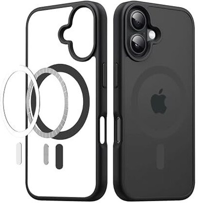 MD PROTECT Back Cover for iPhone 16 5G, Premium Ultra Hybrid Clear Shockproof Transparent Magnatic Case Cover(Black, Flexible, Pack of: 1)