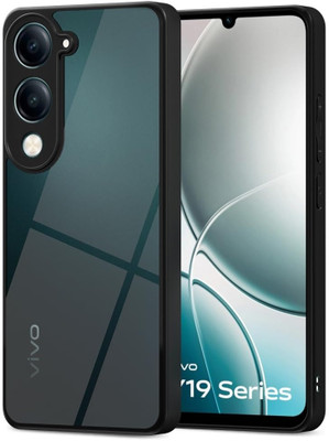 SUPER-ME Back Cover for Premium Clear VIVO Y19E 5G/ Y04 / Y29S 5G |BLACK GRIP | (Clear PC + Black TPU Bumper)(Transparent, Hard Case, Pack of: 1)