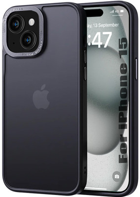 SQUIF Bumper Case for iPhone 15 with Translucent Matte Back and Hybrid Camera Metal Ring Protection Sleek Cover(Black, Camera Bump Protector, Pack of: 1)