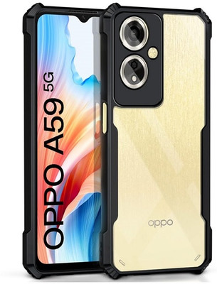 ChutPutMart Bumper Case for Ultra-Hybrid Soft Crystal Clear Oppo A59 5G(Black, Transparent, Camera Bump Protector, Pack of: 1)