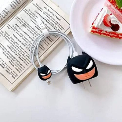 RUPELIK Silicone Press Stud Headphone Pouch For Apple Mobile Charger Case Cover 20W - 18W(Black)