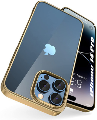 SQUIF Bumper Case for Apple iPhone 14 Pro Clear Back Cover with Camera Protection and Electroplated Frame Bumper(Gold, Camera Bump Protector, Pack of: 1)