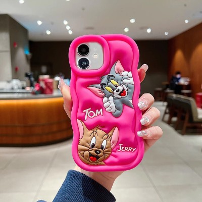 COVERLY Bumper Case for Xiaomi Redmi 9i Cute Tom and Jerry Cartoon Cover, Soft Silicon Full Case(Pink, 3D Case, Pack of: 1)